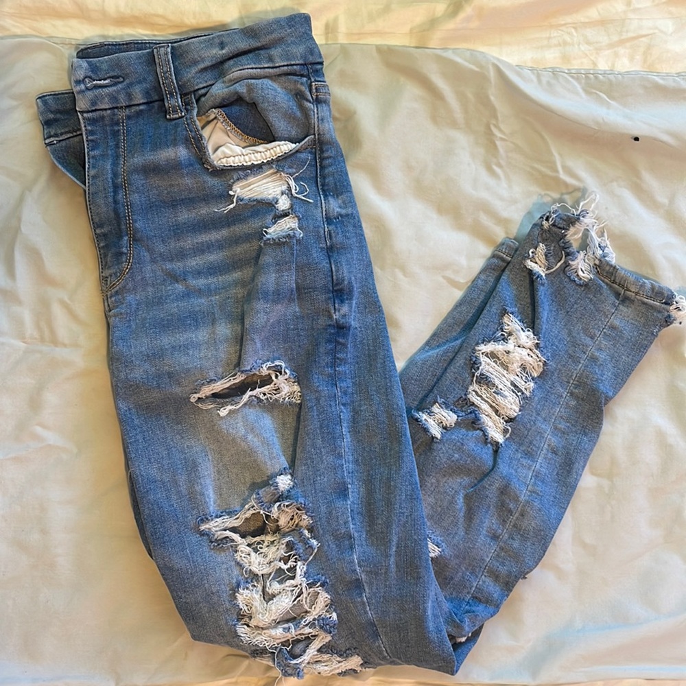 Ripped American Eagle Blue Jeans